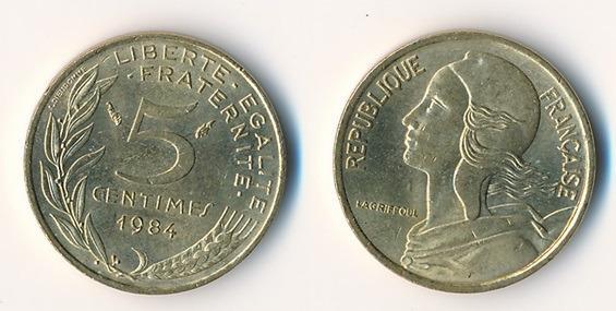 Francie 5 centimes 1984