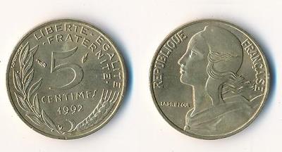 Francie 5 centimes 1992