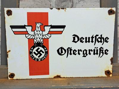 Smaltovaná cedule WW2, SS NSDAP, Wehrmacht, Hitler / No.15