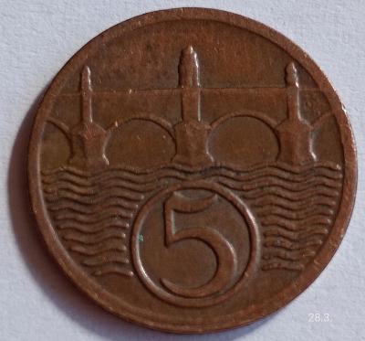 Mince 5 haléřů 1923 Československo