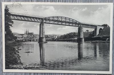 Kadaň - Kaaden - most - pohled na město - hezký záběr - 1939