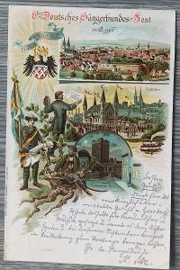 Cheb - Eger - krásné litho - 6. německý festival pěveckých spolků 1898