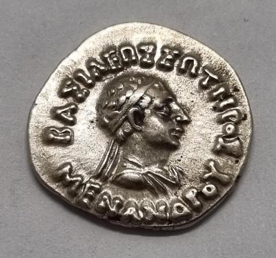 Baktrijské a Indo-Grécke Kráľ., Drachma, Meander 160-145, aUNC
