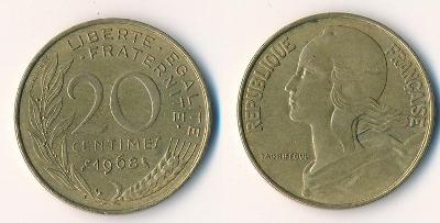 Francie 20 centimes 1968