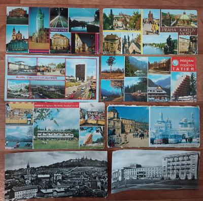 44 pohlednic netradičního velkého formátu, podlouhlé, atypické