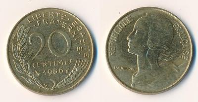 Francie 20 centimes 1986