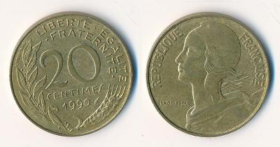 Francie 20 centimes 1990