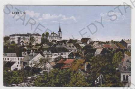 Česká Lípa (Leipa), celkový pohled, kolorovaná