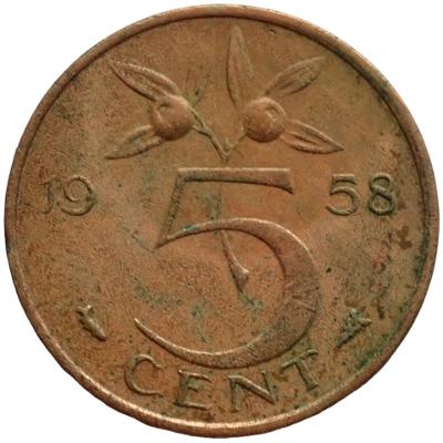 Nizozemsko 5 cent 1958