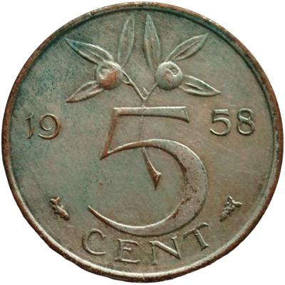 Nizozemsko 5 cent 1958