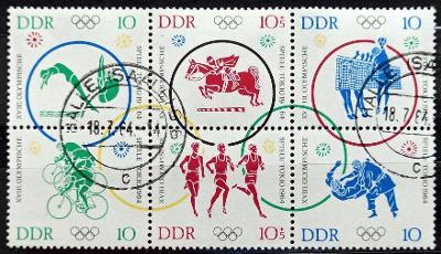 DDR: MiNr.1039-1044 18th Olympic Games, Tokyo, Block of 6pcs 1964 /50€