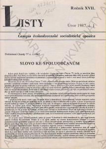 Listy roč. XVII. řídí Jiří Pelikán 1987 Časopis 