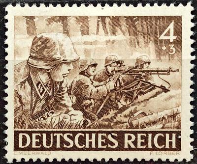 DEUTSCHES REICH: MiNr.832 MG Shooters 4pf+3pf, Army Day * 1943