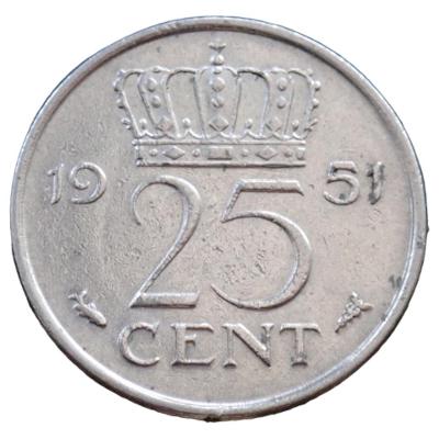 Nizozemsko 25 cent 1951