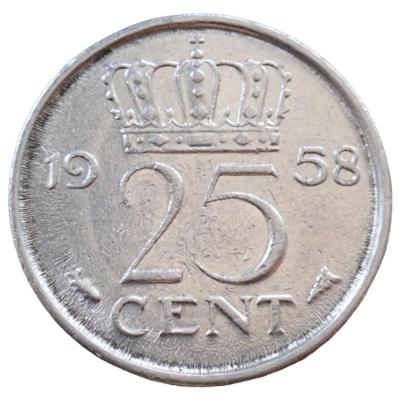 Nizozemsko 25 cent 1958