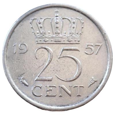 Nizozemsko 25 cent 1957