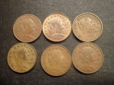 Mexiko 5 centavos 1956,57,60,67-69