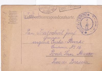 Rakousko, Golčův Jeníkov 2.2.1919! (Havl. Brod)-zajatecká pošta Itálie