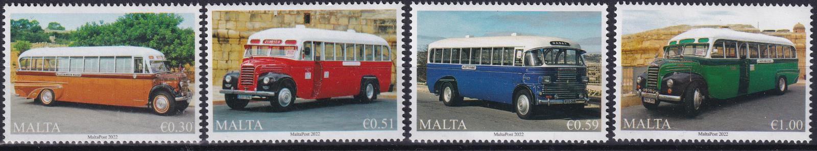 ! ** Malta ** Mi.2195-98 Maltské autobusy, doprava (Mi€ 5,60)