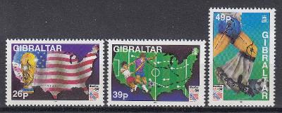 ! Gibraltar ** Mi.687-689 Sport, MS ve fotbale (Mi€ 4,50)