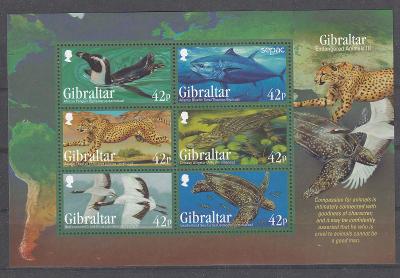 ! Gibraltar ** Mi.Bl.113 Fauna, příroda, zvířata (Mi€ 6)