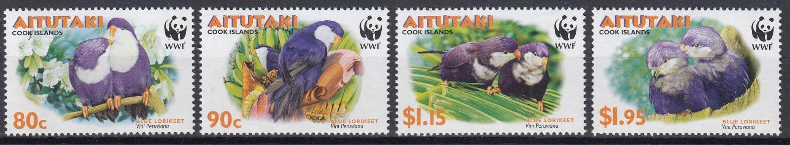! Aitutaki ** Mi.772-775 Papoušci, ptáci, fauna, příroda (Mi€ 7,-)