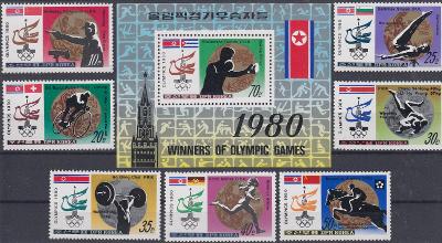 Korea (LDR) ** Mi.2052-58+Bl.84 Sport, olympijští medailisté (€ 13,50)