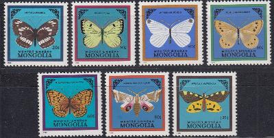 Mongolsko ** Mi.1776-82 Motýli, hmyz, fauna, příroda (Mi€ 6)