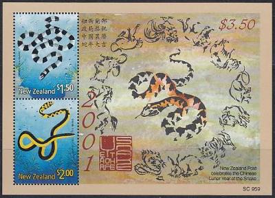Nový Zéland ** Mi.Bl.117 Hadi, čínský nový rok (Mi€ 6,-)