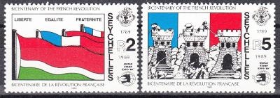 Seychely ** Mi.707-708 Výročí francouzské revoluce
