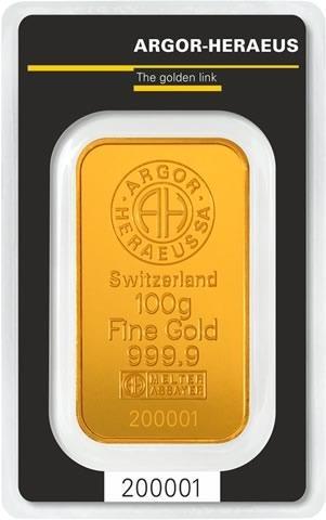 Investiční zlatý slitek 100g - Argor Heraeus SA