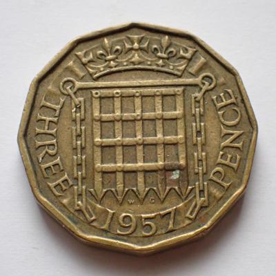 Velká Británie 3 Pence 1957