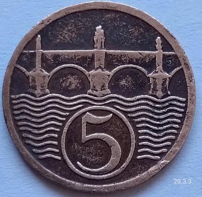 Mince 5 haléřů 1929Československo