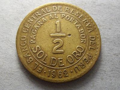 PERU - 1/2 SOL DE ORO z roku 1962 (27 MM)
