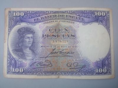 100 pesetas Španělsko 1931.