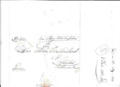 Rakousko 1848 skl. dopis Znojmo direktoriátu Hostouň s obsahem kolek 