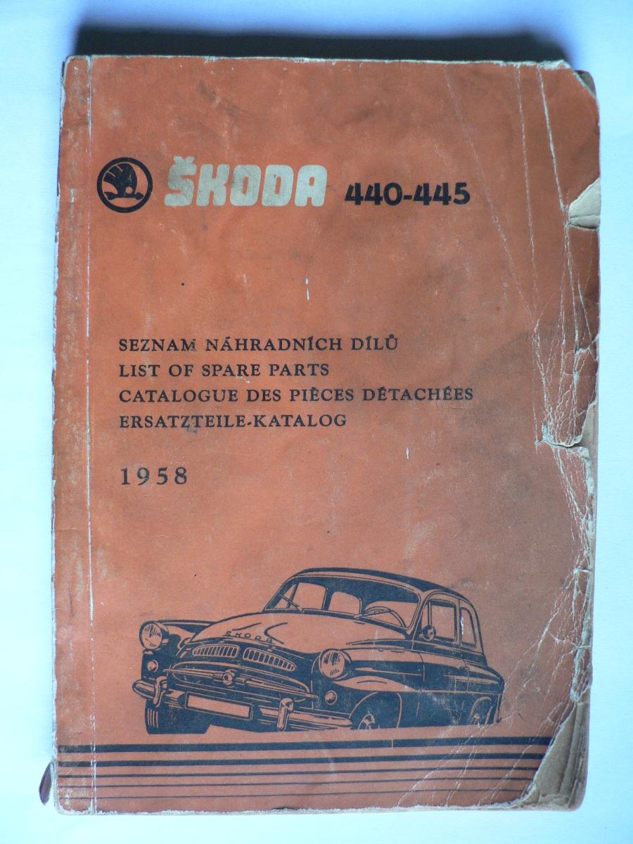 AZNP Mladá Boleslav Škoda 440 445 Spartak Zoznam náhradných dielov 1958 - Auto-moto