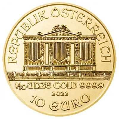 Zlatá mince 1/10 Oz Wiener Philharmoniker 2022