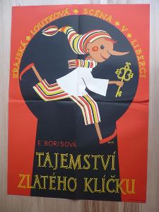 Tajemství zlatého klíčku (plakát, loutky, ČSSR, E. Bo