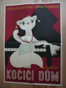 Kočičí dům (plakát, loutkový film ČSSR, Krajská lou