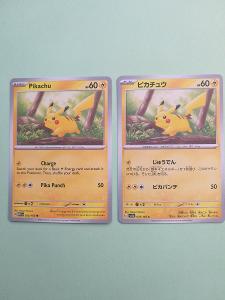 Pokémon TCG originál karta 2x PIKACHU (151) anglický + japonský
