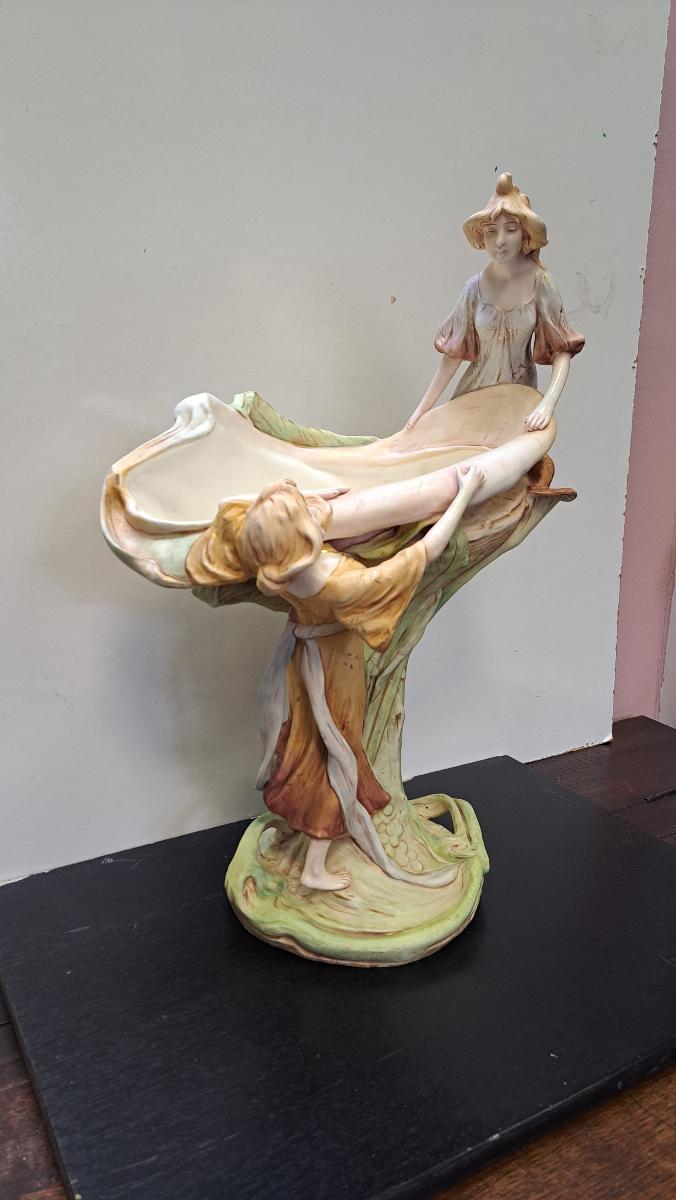 Veľká secesná figurálna porcelánová misa nástolec ROYAL DUX 6807 - Starožitnosti a umenie