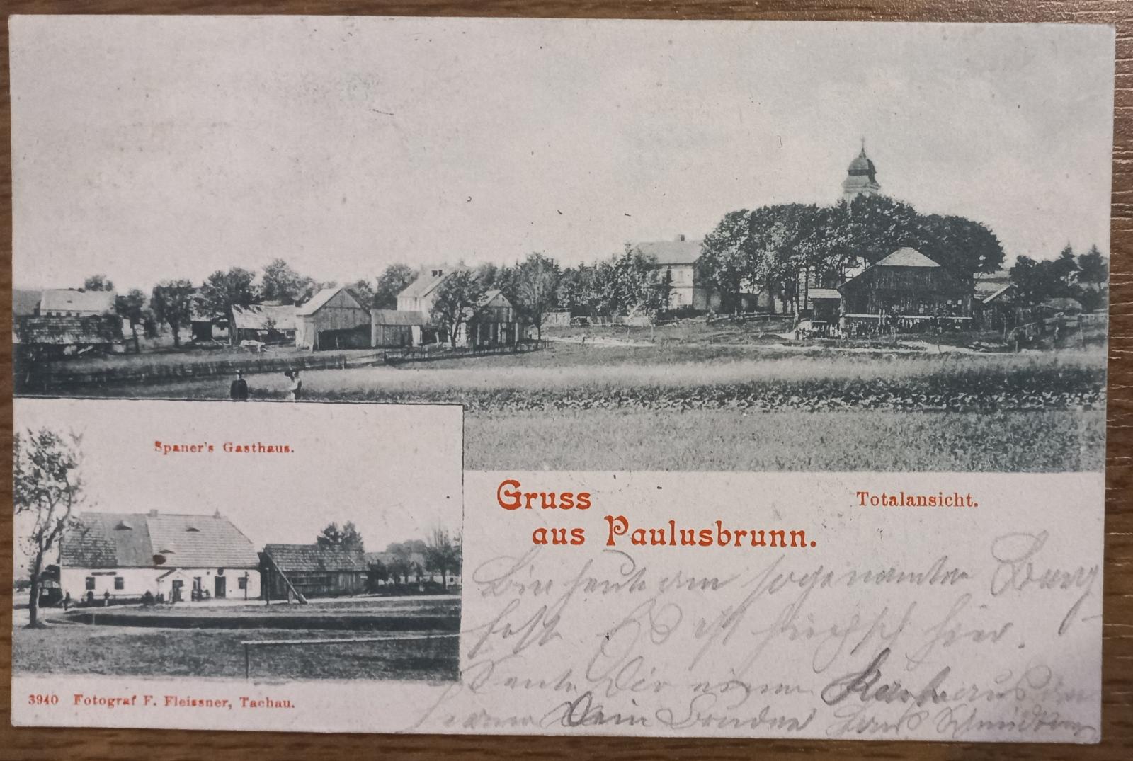 Pavlov Studenec - Paulusbrunn- Tachov - Tachau - krčma, VES - 1899 - Pohľadnice miestopis