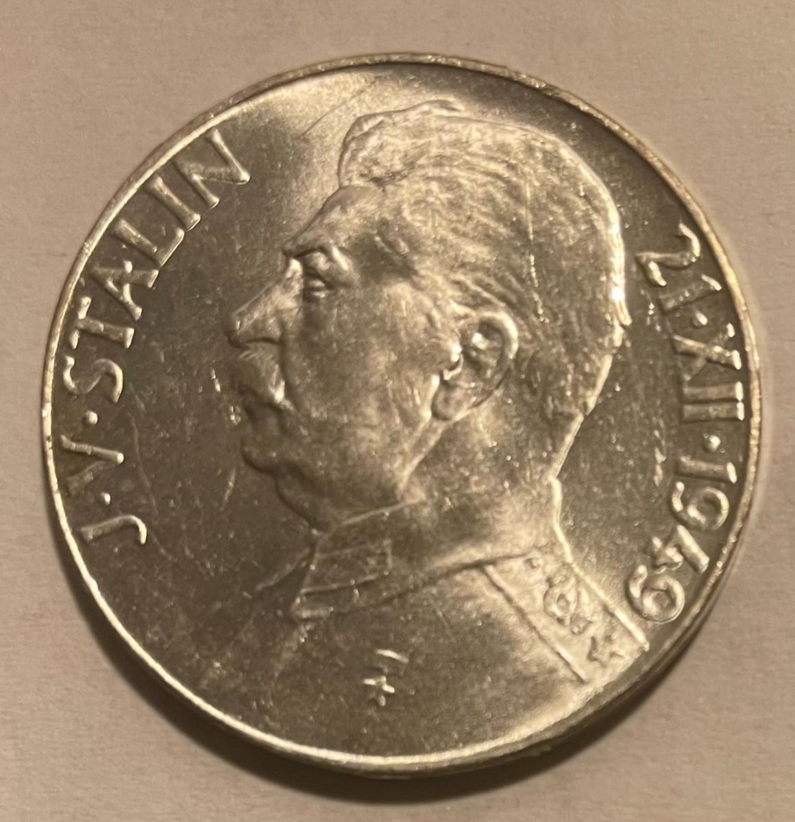 Strieborná pamätná minca 50 Kčs J. V. Stalin 1949 Ag, 10g !ZBIERKOVÁ! - Numizmatika