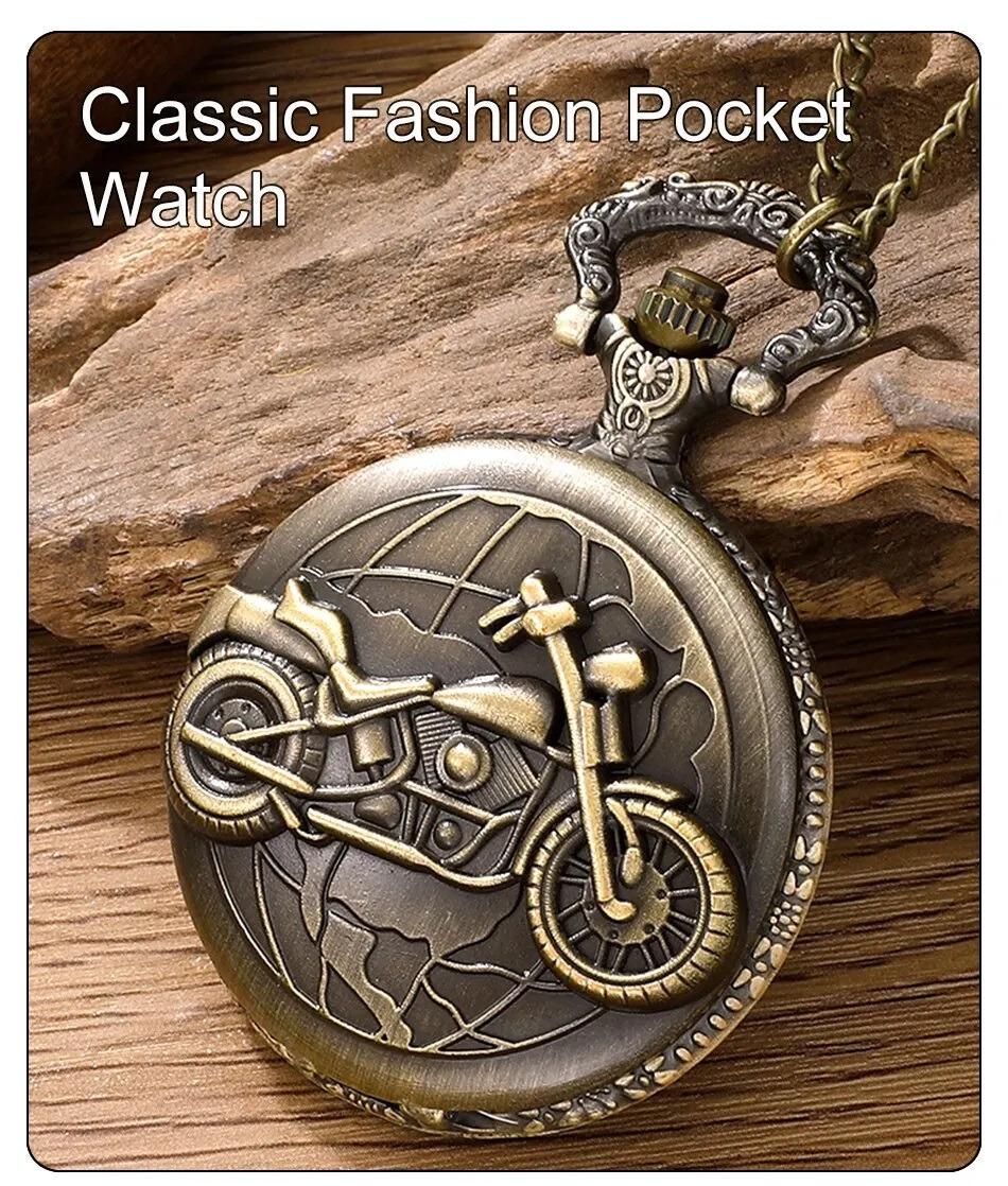 Luxusné Quartz vreckové hodinky s retiazkou Retro Motorcycle - Šperky a hodinky