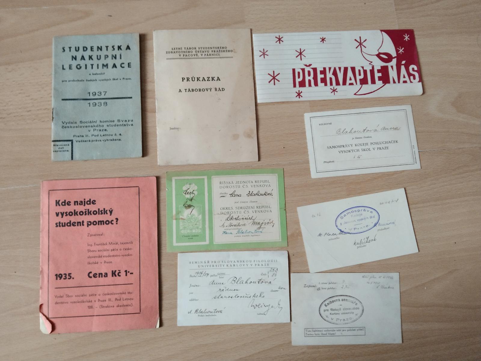 vysokoškolské doklady z roku 1938 - Starožitnosti a umenie