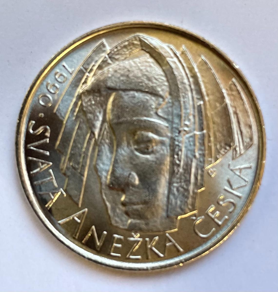 50Kčs PSM, strieborná minca - 1990 Svätá Anežka Česká - Numizmatika