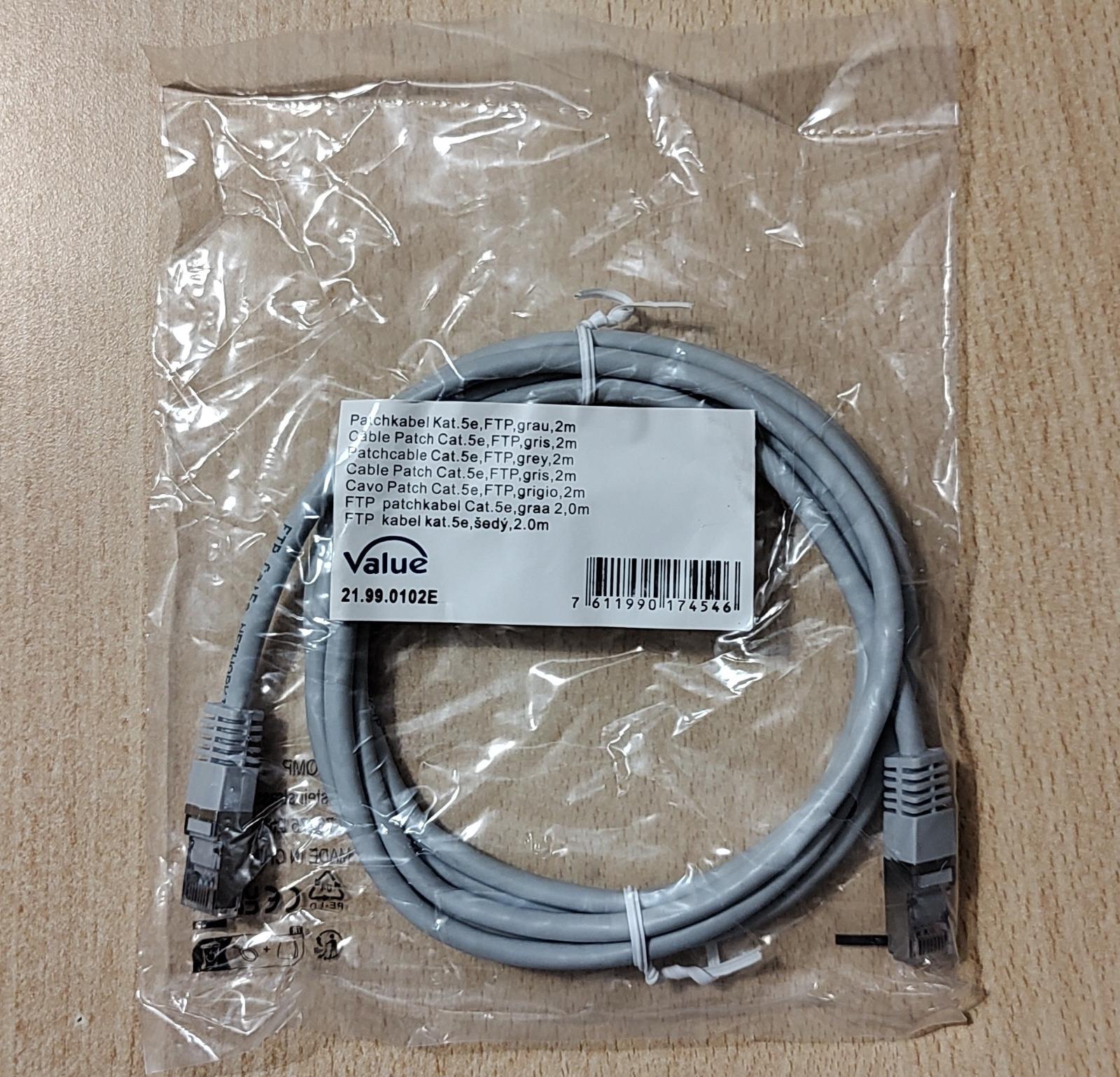 Ethernetový kábel FTP kat. 5e, sivý, 2m - Komponenty pre PC