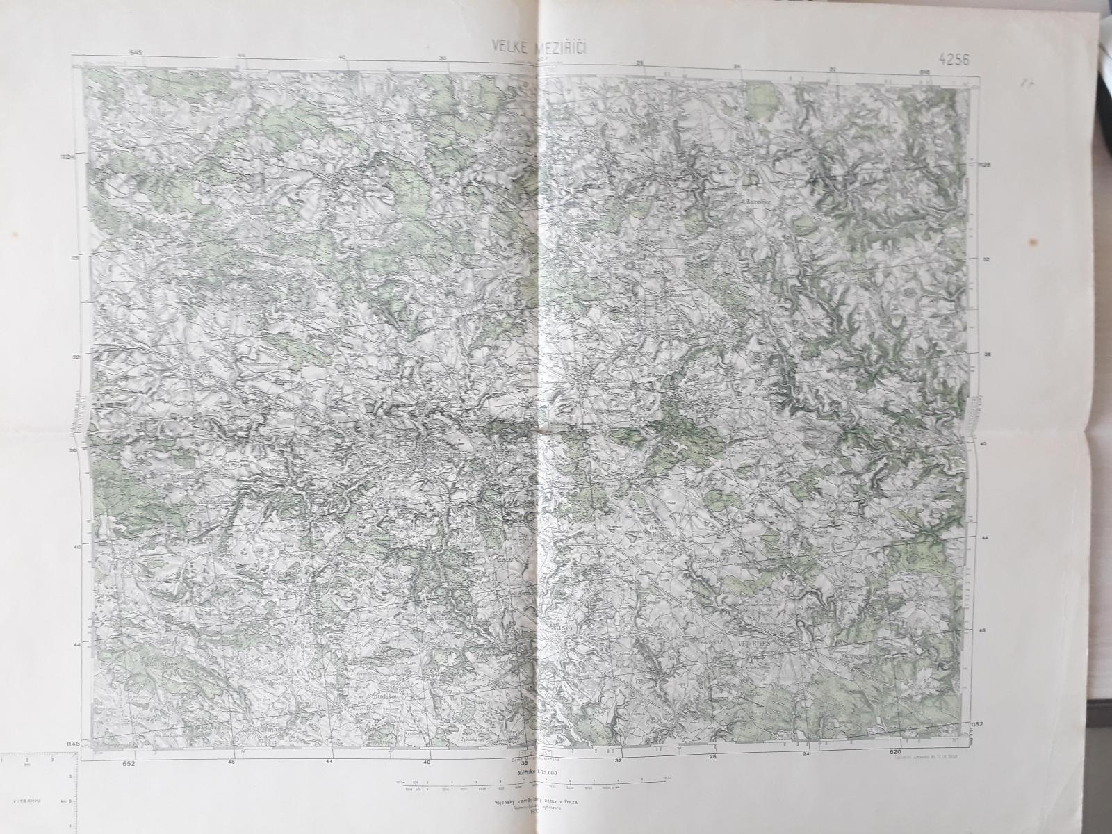 Mapa Veľké Meziříčí 1930, mera. 1:75 000 - Staré mapy a veduty