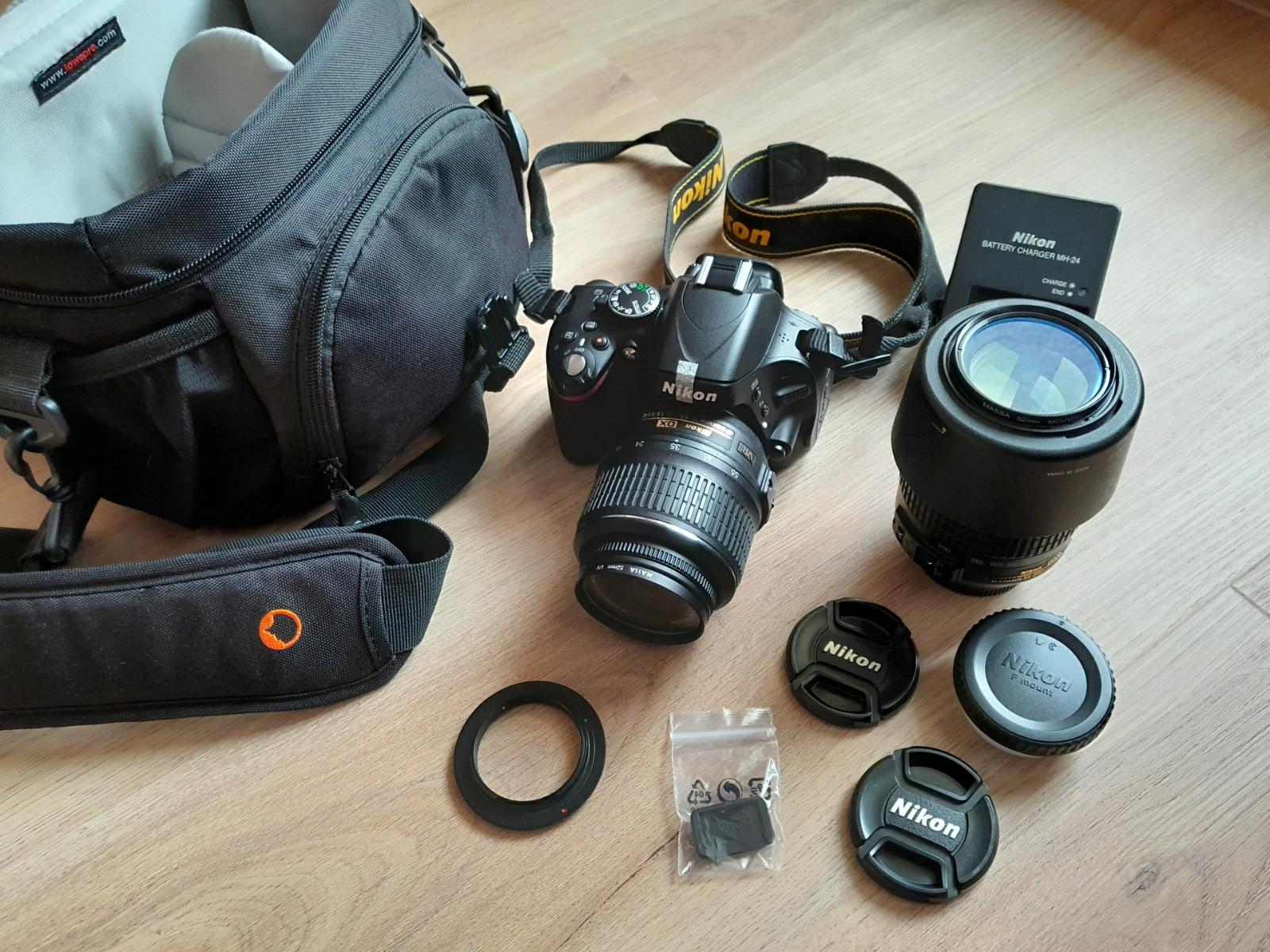 Zrkadlovka Nikon D5100 + 2 objektívy (18-55m, 55-200mm) a príslusený. - Foto